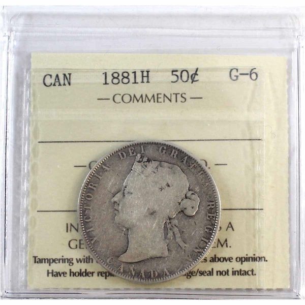 1881H Canada 50-cents ICCS Certified G-6 Discount