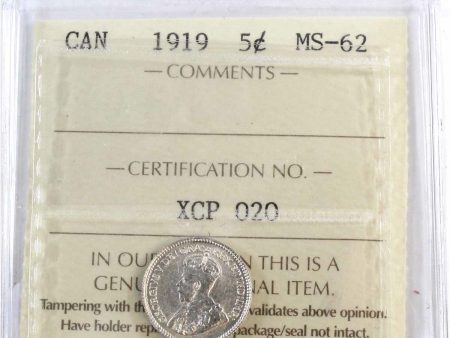 1919 Canada 5-cents ICCS Certified MS-62 (XCP 020) Online Sale