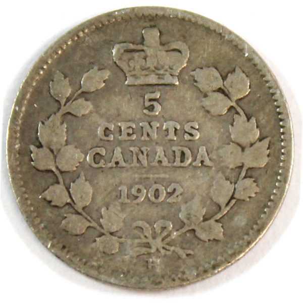 1902H Large H Canada 5-cents Good (G-4) For Cheap