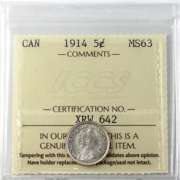 1914 Canada 5-cents ICCS Certified MS-63 Online now