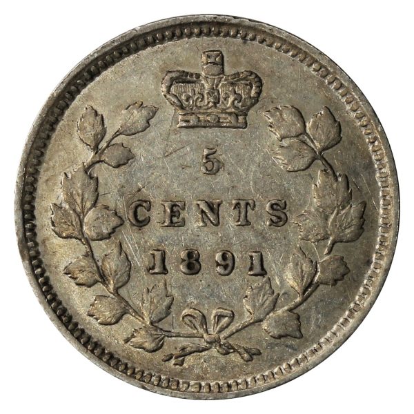 1891 Obv. 5 Canada 5-cents Extra Fine (EF-40) Cheap