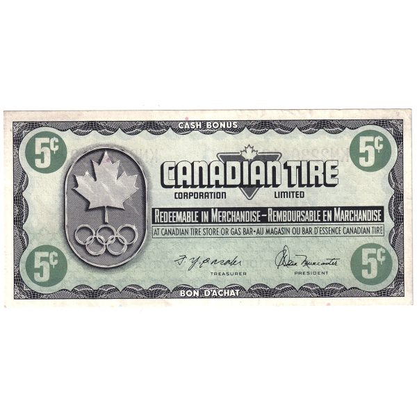 S5-B-KN 1976 Canadian Tire Coupon 5 Cents Almost Uncirculated For Cheap