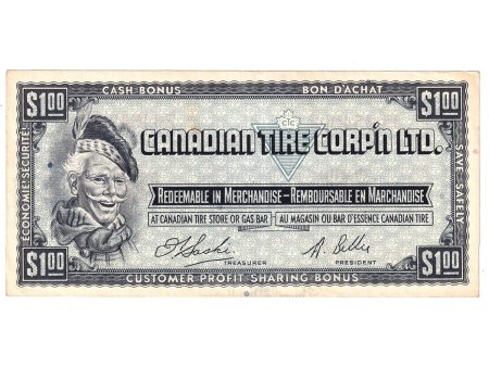 S1-F-F 1961 Canadian Tire Coupon $1.00 Extra Fine (Stain) For Sale