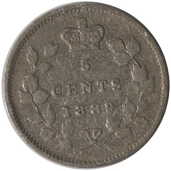 1889 Canada 5-cents ICCS Certified F-12 Supply