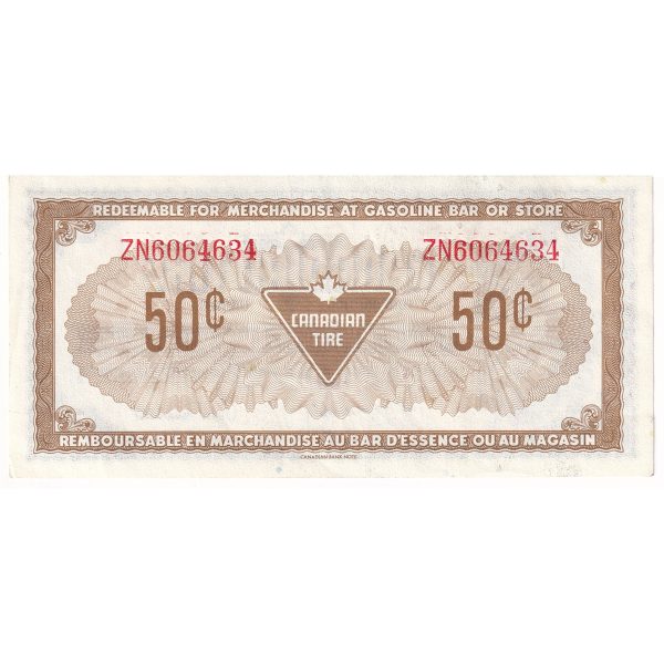 S4-E-ZN2 Orange # 1974 Canadian Tire Coupon 50 Cents AU-UNC For Discount