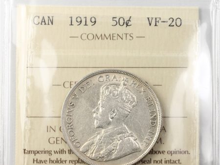 1919 Canada 50-cents ICCS Certified VF-20 For Discount