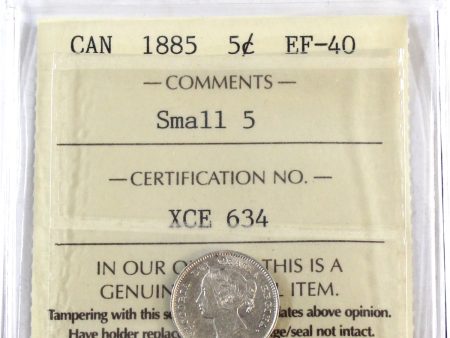 1885 Small 5 Canada 5-cents ICCS Certified EF-40 For Discount