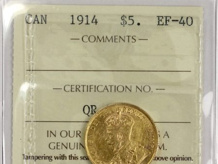 1914 Canada $5 Gold ICCS Certified EF-40 For Cheap