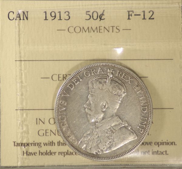 1913 Canada 50-cents ICCS Certified F-12 Discount