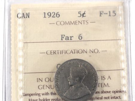 1926 Far 6 Canada 5-cents ICCS Certified F-15 Online Hot Sale