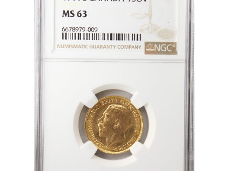 1911C Canada Gold Sovereign NGC Certified MS-63 For Sale