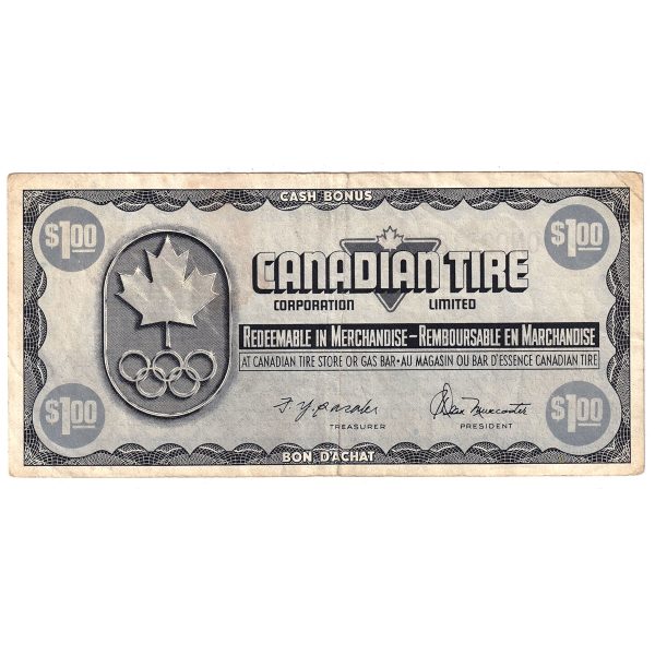 S5-F-ON 1976 Canadian Tire Coupon $1.00 Very Fine Supply