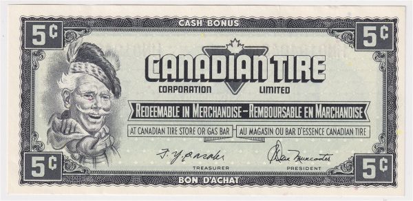 S4-B-HN 1974 Canadian Tire Coupon 5 Cents Uncirculated on Sale