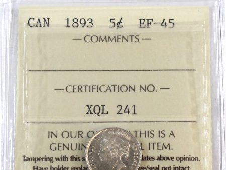 1893 Canada 5-cents ICCS Certified EF-45 Cheap