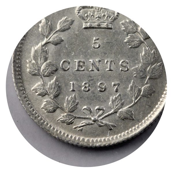 1897 Slender 8 Canada 5-cents ICCS Certified AU-50 Hot on Sale