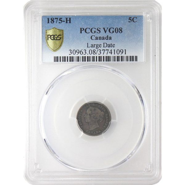 1875H Large Date Canada 5-cents PCGS Certified VG-8 on Sale