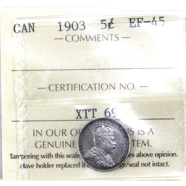 1903 Canada 5-cents ICCS Certified EF-45 Online Hot Sale