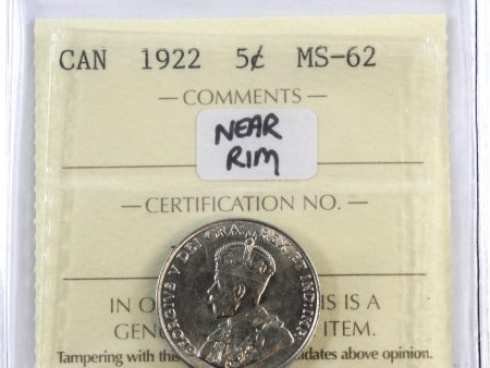 1922 Near Rim Canada 5-cents ICCS Certified MS-62 Online now