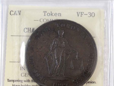 UC-3 1822 Upper Canada Lesslie & Sons Toronto Token ICCS Certified VF-30 BR#717 on Sale