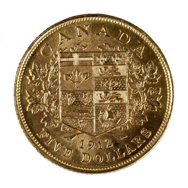 1912 Canada $5 Gold Uncirculated (MS-60) Online now