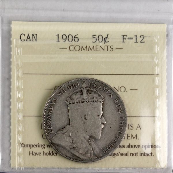 1906 Canada 50-cents ICCS Certified F-12 Fashion