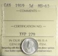 1919 Canada 5-cents ICCS Certified MS-63 For Cheap