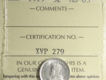 1919 Canada 5-cents ICCS Certified MS-63 For Cheap