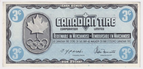 S5-A-JN 1976 Canadian Tire Coupon 3 Cents Extra Fine Discount