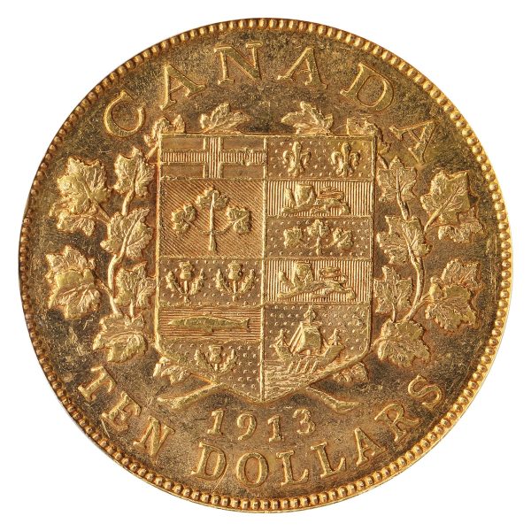 1913 Canada $10 Gold CCCS Certified AU-55 Sale