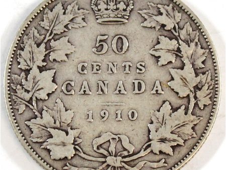 1910 Edwardian Leaves Canada 50-cents VG-F (VG-10) Discount