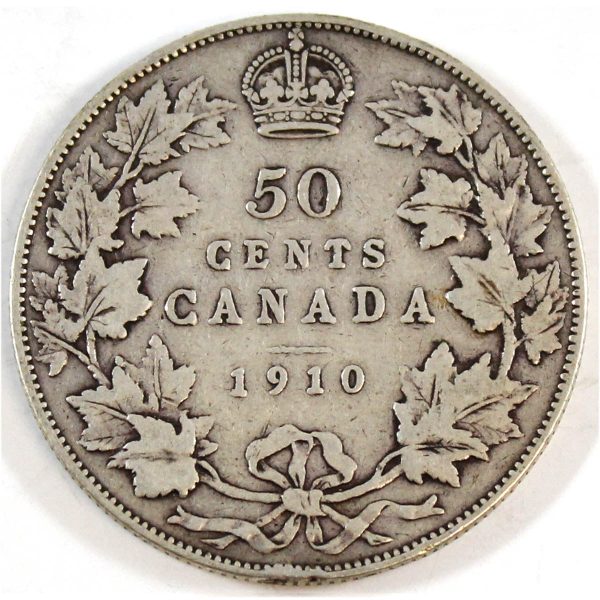 1910 Edwardian Leaves Canada 50-cents VG-F (VG-10) Discount