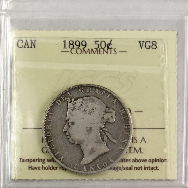 1899 Canada 50-cents ICCS Certified VG-8 Cheap