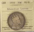 1910 Edwardian Leaves Canada 50-cents ICCS Certified VG-8 For Cheap