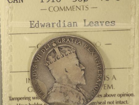 1910 Edwardian Leaves Canada 50-cents ICCS Certified VG-8 For Cheap