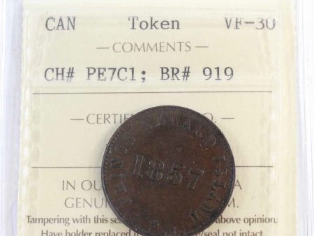 PE-7C1 1857 PEI Ships Colonies & Commerce Token ICCS Certified VF-30 BR# 919 For Sale