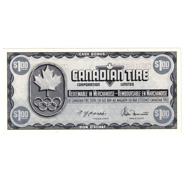 S5-F-ON 1976 Canadian Tire Coupon $1.00 Uncirculated Discount