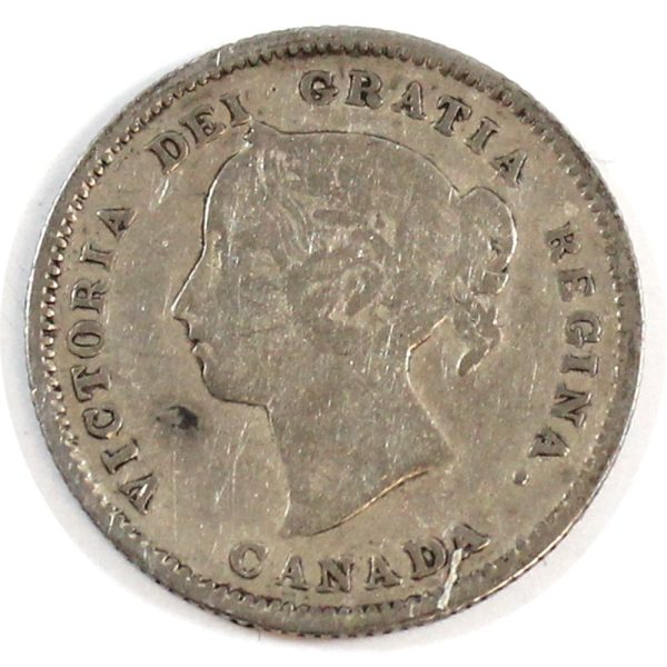 1885 Small 5 Over 5 Canada 5-cents Very Good (VG-8) $ Supply