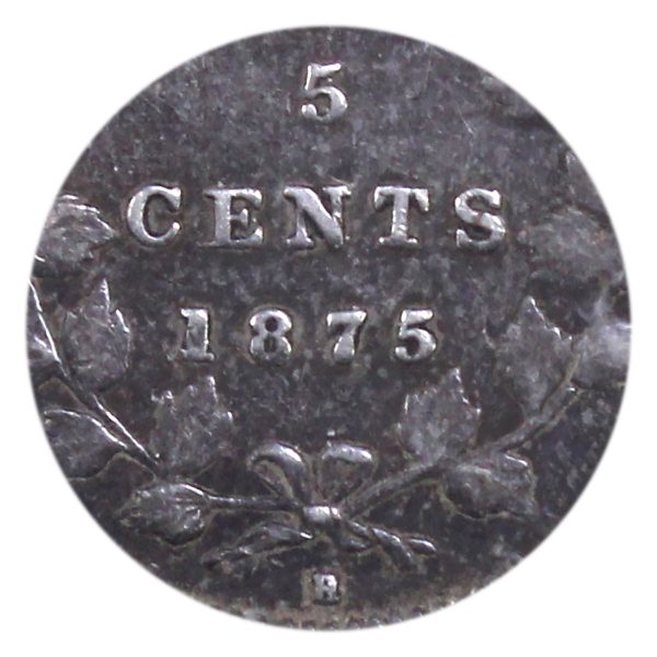 1875H Small Date Canada 5-cents ICCS Certified VF-30 (XYD 775) For Sale