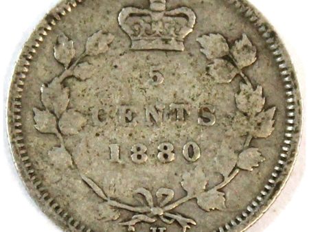 1880H Obv. 2 Canada 5-cents Very Good (VG-8) Online Hot Sale