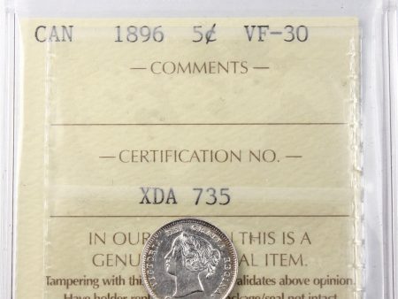 1896 Canada 5-cents ICCS Certified VF-30 Hot on Sale