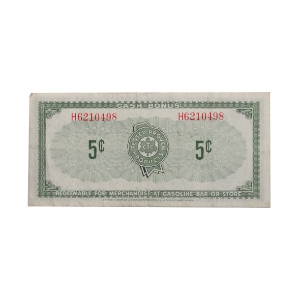 S1-B-H 1961 Canadian Tire Coupon 5 Cents Very Fine Cheap