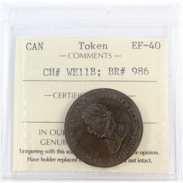 WE-11B Wellington Cuidad Rodrigo Halfpenny Token Wellington ICCS Cert. EF-40 BR #986 For Sale