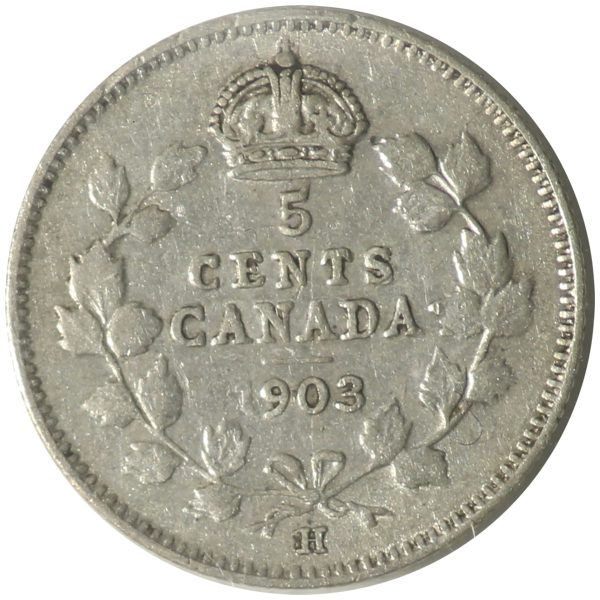 1903H Large H Canada 5-cents ICCS Certified VF-30 Online Sale