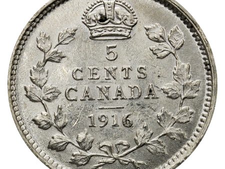 1916 Canada 5-cents AU-UNC (AU-55) $ Discount