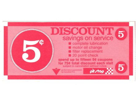 PSD-04 Canadian Tire Coupon Pit Stop Discount Uncirculated Online Hot Sale