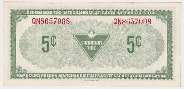 S4-B-QN 1974 Canadian Tire Coupon 5 Cents Uncirculated Hot on Sale