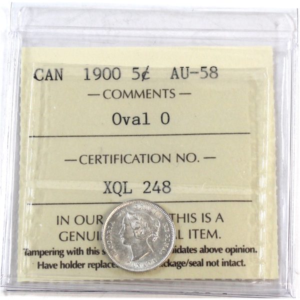 1900 Oval 0 s Canada 5-cents ICCS Certified AU-58 (XQL 248) Online now