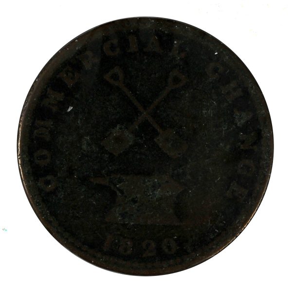 UC-9A2 1820 Upper Canada Points Between DA Commercial Change Half Penny Token F-VF (F-15) Sale