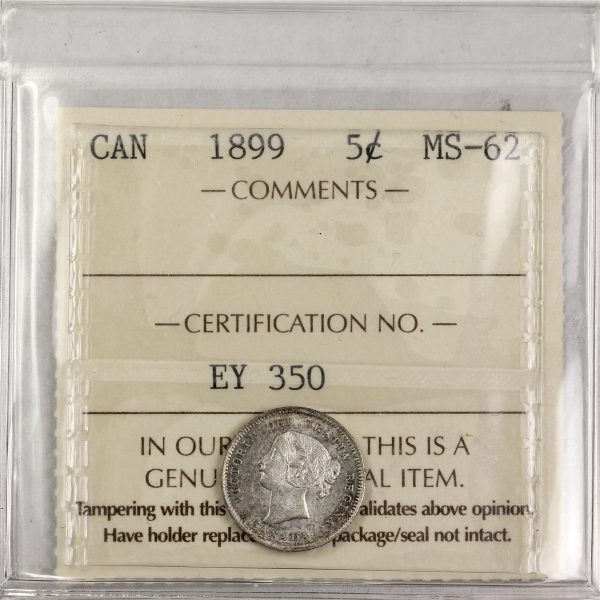 1899 Canada 5-cents ICCS Certified MS-62 (EY 350) Cheap