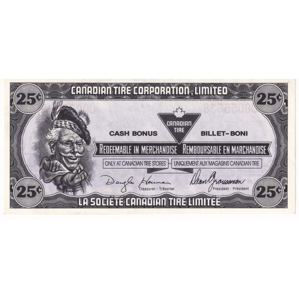 S10-D-J 1989 Canadian Tire Coupon 25 Cents Almost Uncirculated Fashion